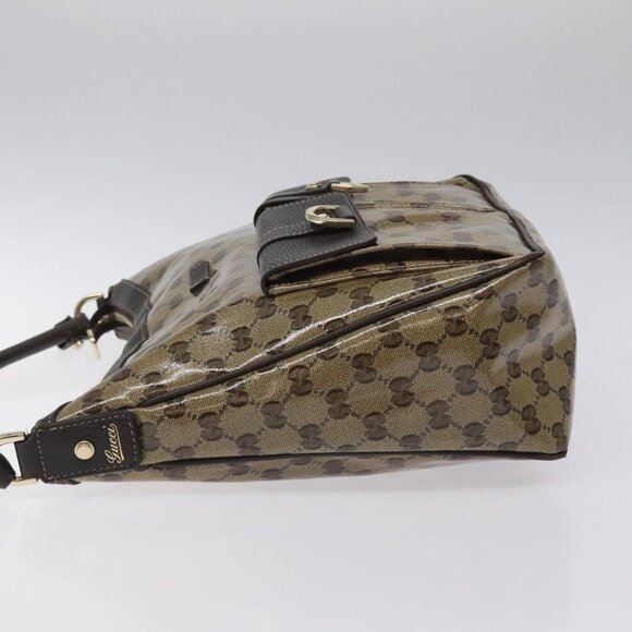 GUCCI GG Crystal Shoulder Bag Coated Canvas Outlet Brown Gold - Picture 7 of 15